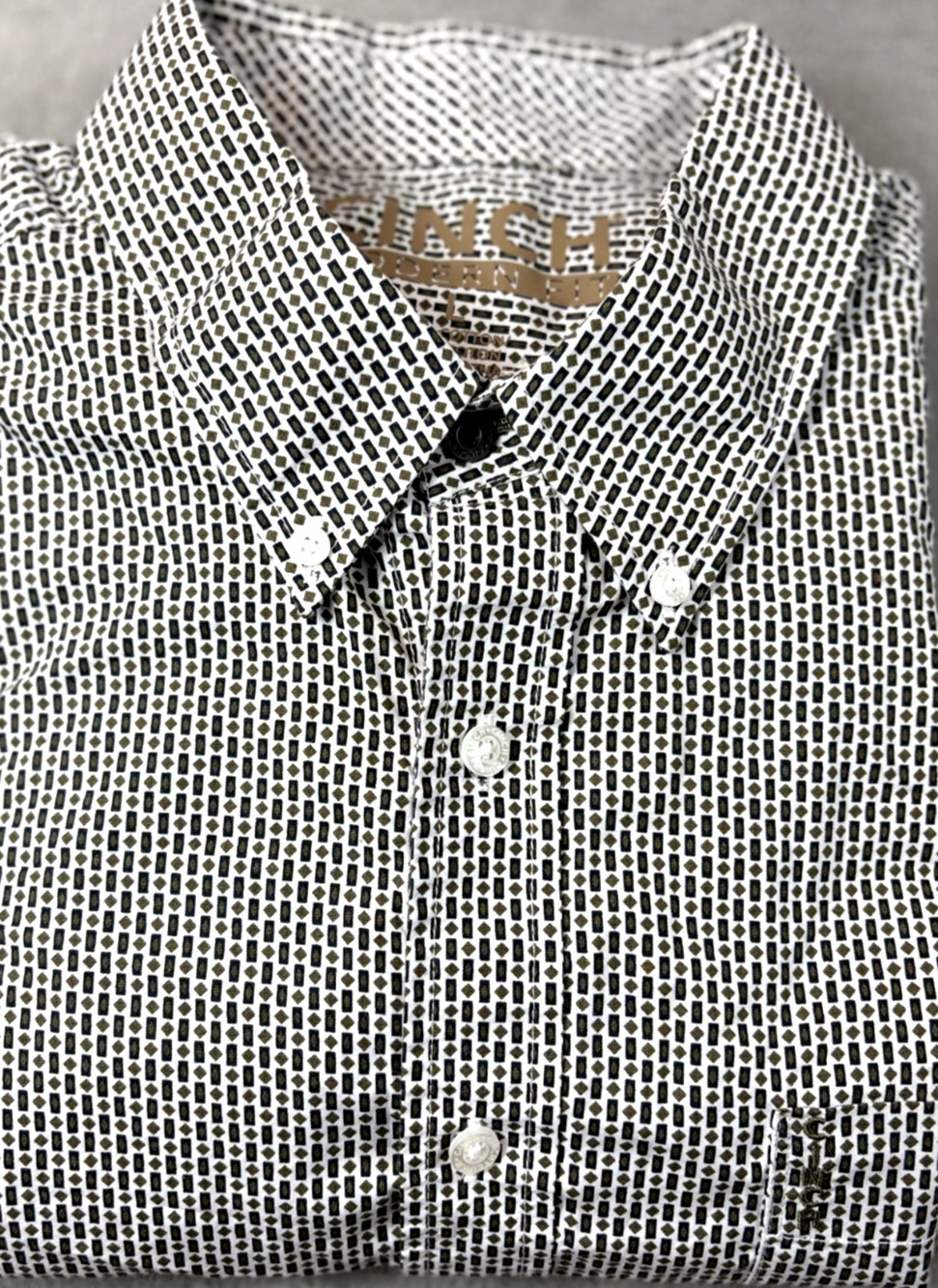 Cinch Modern Fit L Button Down Geometric Long Sleeve Western Designer